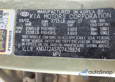 2012 Kia Soul z USA, uszkodzony, nr VIN KNDJT2A57C7428824